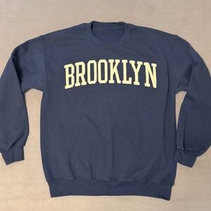 Women’s or Unisex Unbranded Navy Blue Crew Neck Brooklyn Sweatshirt, Size S/M